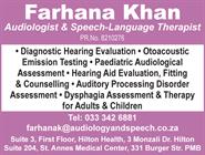 Farhana Khan Audiologist And Speech-Language Therapist